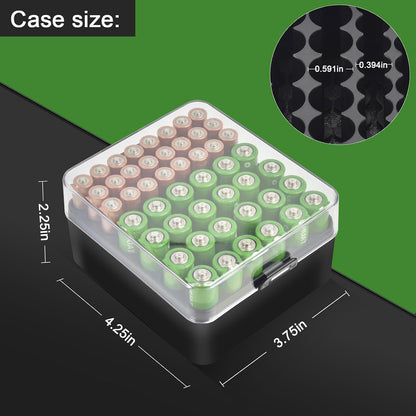 ALCYON Battery Organizer Storage Case, Battery Vault Box Container for 48pcs AA Batteries, Plastic Clear Protective Battery Holder for Travelling/Home/Office (Black, Large)