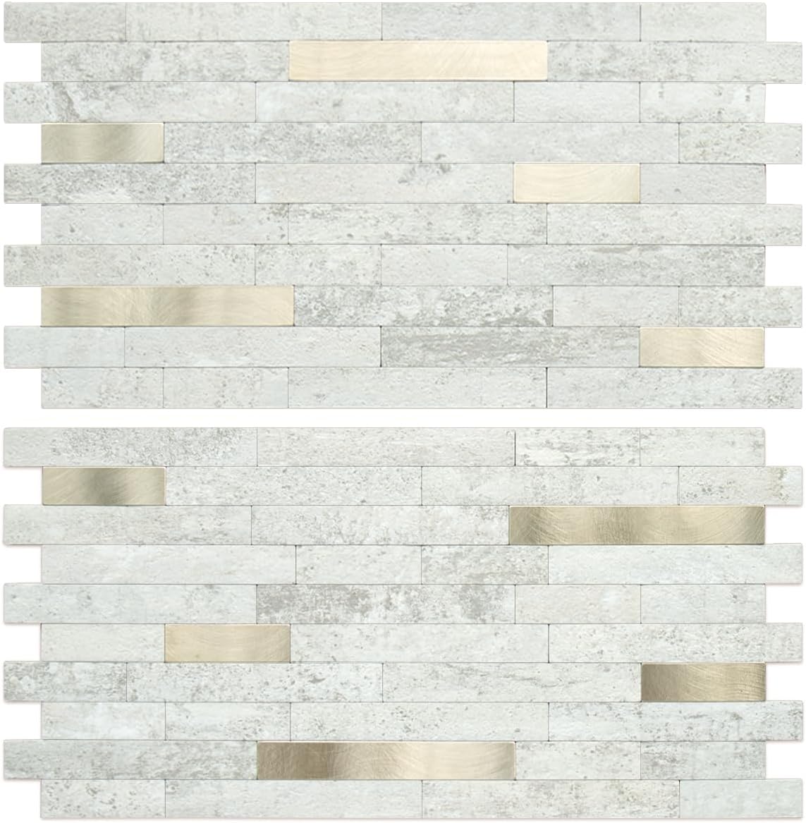 AULIGET 20 Sheets Peel and Stick Backsplash, Black & Grey Wood Look PVC Mixed Metal Stick on Backsplash Tiles for Kitchen