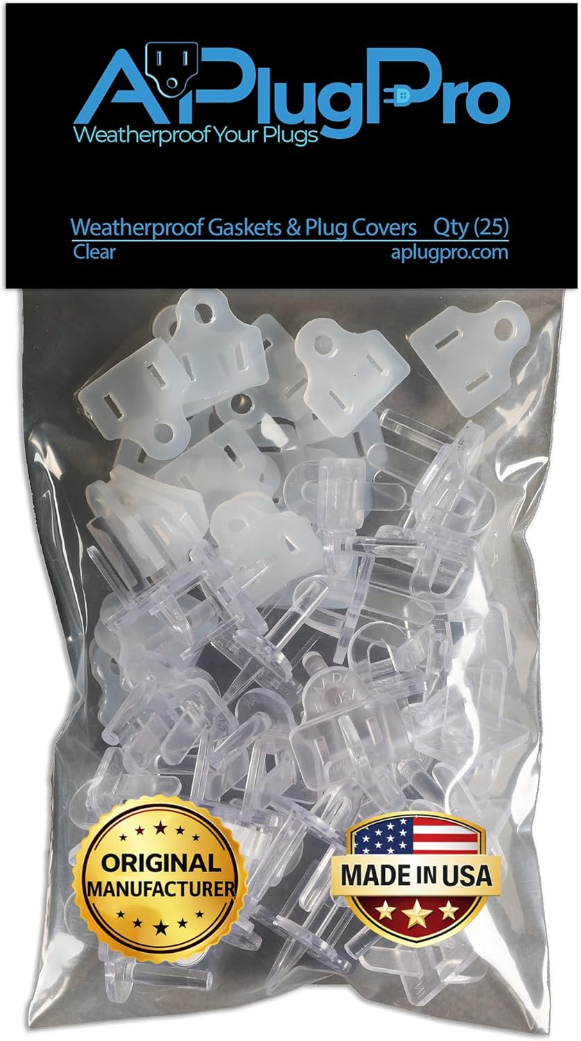 (Set of 10, White0 The Original Weatherproof Gaskets & Plug Covers - Made in USA, Outdoor Waterproof GFCI Protectors, Christmas Light Installation, Extension Cords, Stop GFCIs from Tripping