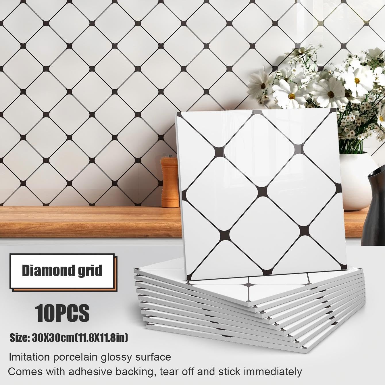 Chejiaye 10pcs Marble Peel and Stick Backsplash Waterproof Washroom Wall Panels, Peel and Stick Tile, PVC Foam Wall Panels for Kitchen,Bathroom,Living Room,Blue and Gold(Not Real Tile,11.8" x 11.8")