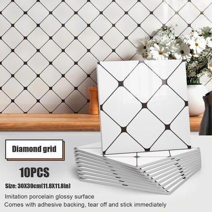 Chejiaye 10pcs Marble Peel and Stick Backsplash Waterproof Washroom Wall Panels, Peel and Stick Tile, PVC Foam Wall Panels for Kitchen,Bathroom,Living Room,Blue and Gold(Not Real Tile,11.8" x 11.8")