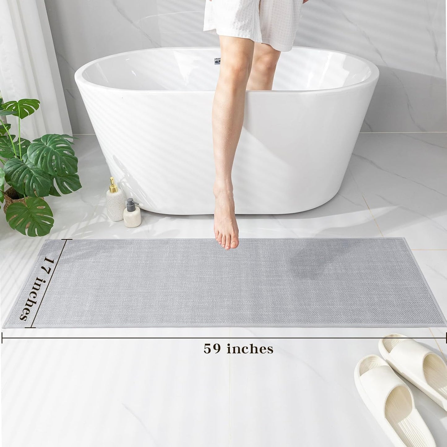 chakme Bathroom Rugs Mat 24x17, Ultra Thin Non Slip Bath Mat Small Quick Dry Absorbent Bath Mat for Bathroom Floor, (Dark Beige, 24"x17")