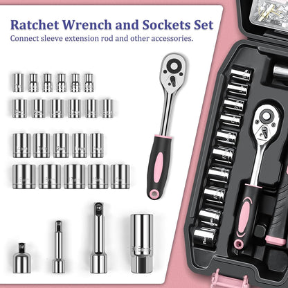 Sundpey Home Tool Kit 281-PCs - Portable Complete Basic Repair General Hand Tool Sets for Men Women - Full Tool Set with Socket Wrench Set & Screwdriver Set & Metric Hex Key & Pliers & Tool Box Case