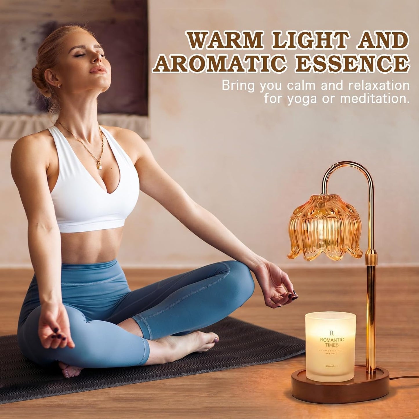 Funistree Flower Candle Warmer Lamp with Timer, Dimmable Candle Lamp Warmer, Christmas Birthday Gifts for Women Mom Her, Housewarming Home Decor, Lotus Wax Warmer for Yankee Candles - Lily Amber