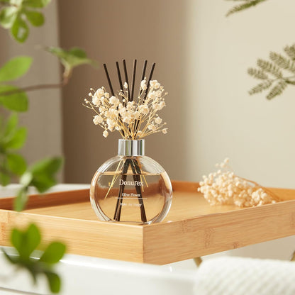 Flower Reed Diffuser Set 5.07oz Satin Rose Scent Diffuser with Sticks Home Fragrance Reed Diffuser for Bathroom Shelf Decor