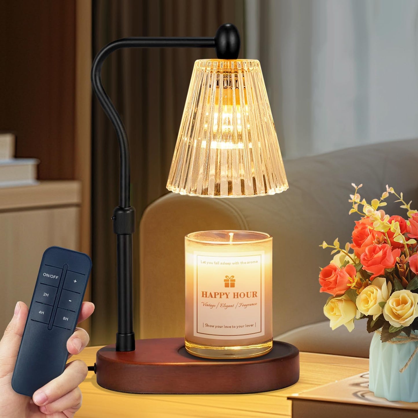 Imenlox Candle Warmer Lamp, with Timer and Dimmer, Adjustable Height, for Mom, Christmas Birthday Gifts for Women, House Warming Gifts Home Decor, Wax Warmer for Jar Candles(Amber)