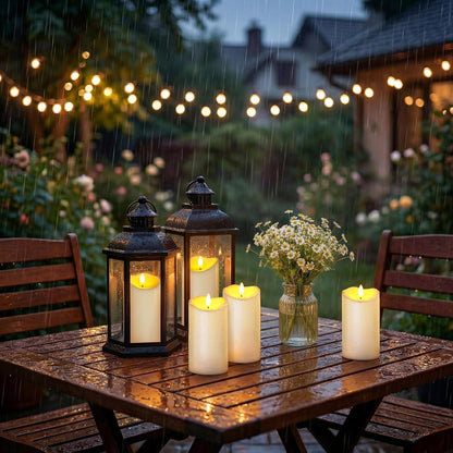 Homemory Dripping Wax Flameless Candles, Battery Operated Candles with Remote Control and Timers, LED Pillar Candles, Electric Fake Candles, 3" x 6", Set of 2