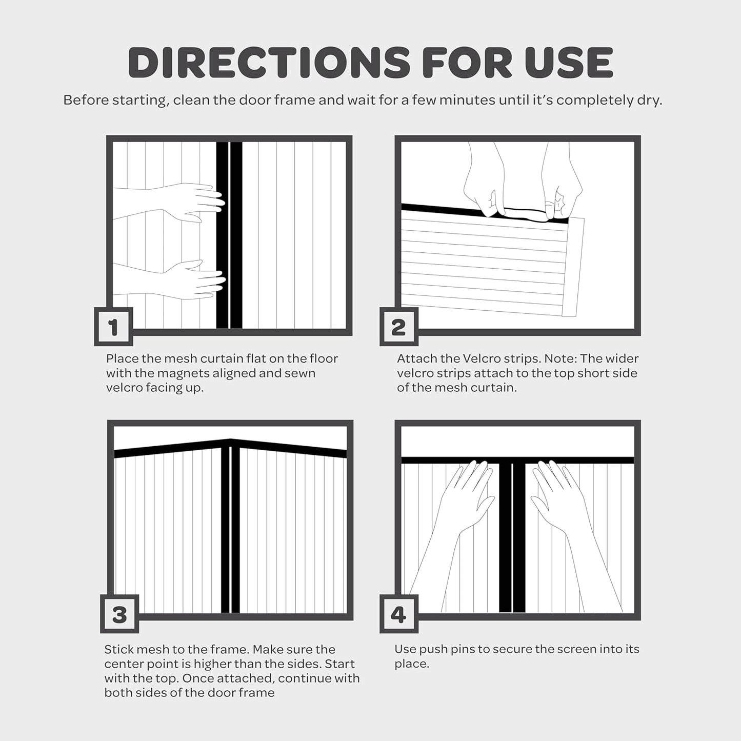 Magnetic Screen Door, Hands-Free Kid/Pet-Friendly Walk Through - Self Magnetic Closure Screen Door Mesh, Stay-Open Option with Buckles - Keeps Bugs Out Lets Breeze in, Fits Door Size (39.4" x 82.7")