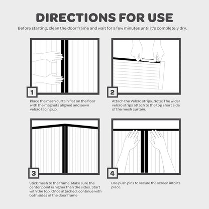 Magnetic Screen Door, Hands-Free Kid/Pet-Friendly Walk Through - Self Magnetic Closure Screen Door Mesh, Stay-Open Option with Buckles - Keeps Bugs Out Lets Breeze in, Fits Door Size (39.4" x 82.7")