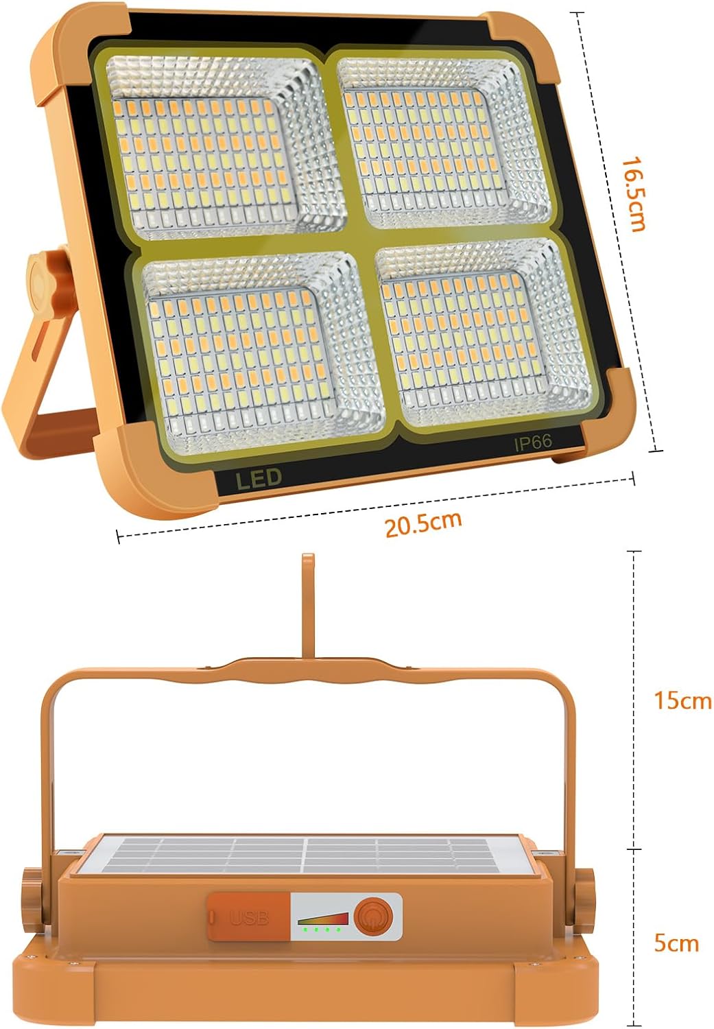 Portable LED Work Solar Light 100W 16500mAh 10000 LM with Stepless Brightness Job Site Battery Rechargeable LED Floor Light for Emergency Worklight for Hurricane