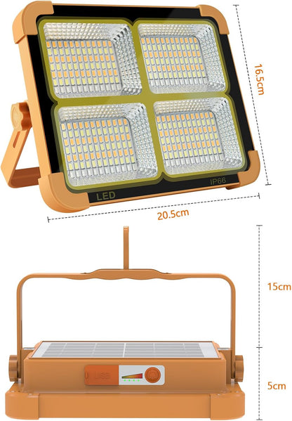 Portable LED Work Solar Light 100W 16500mAh 10000 LM with Stepless Brightness Job Site Battery Rechargeable LED Floor Light for Emergency Worklight for Hurricane