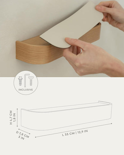 Kazai. Key Holder 'Toke' | Minimalist Key Hook Design from Berlin | Modern Key Holder Wall Mount with Wooden Shelf | Key Rack for Wall as Entryway Organizer | Walnut