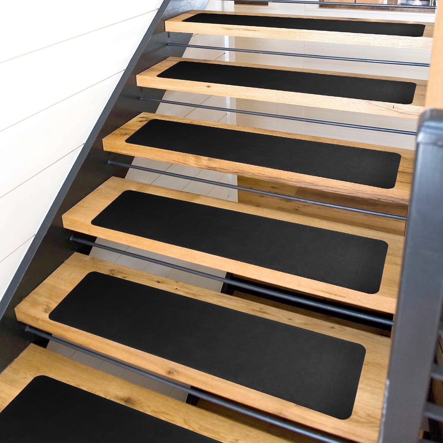 Carpet Stair Treads Non Slip for Wooden Stairs, Rubber Backed Indoor Stair Treads with Tech Fabric Surface, Anti Slip Stair Covers, 30" x 8", Set of 15, Black