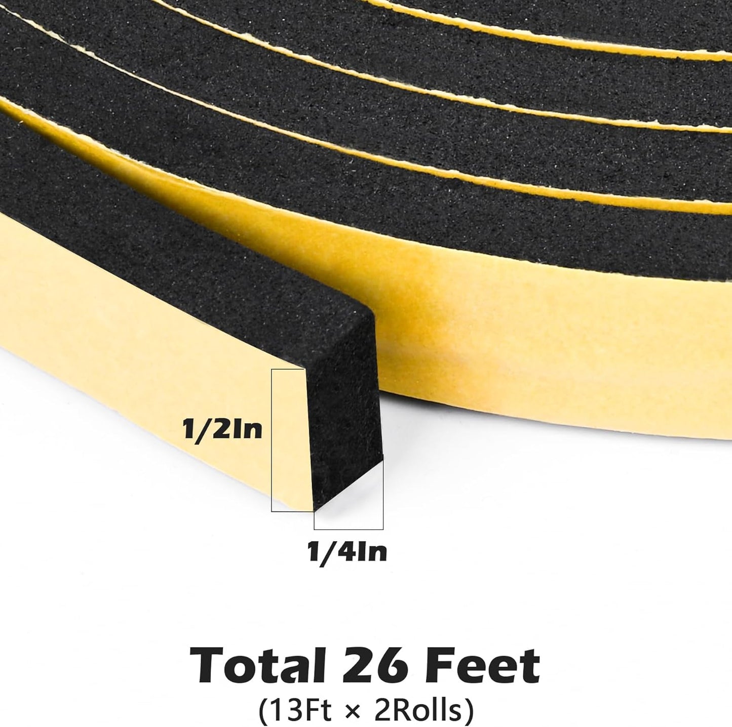 ToLanbbt White Door Window Weather Stripping Self Adhesive Foam Tape High Density Foam Sealing Strip Window Insulation Weatherproof Gasket Tape for Doors and Windows (1/2" W X 1/8" T X 16.5')
