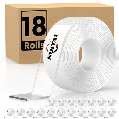 NULTAT Double Sided Tape Heavy Duty, Nano Reusable, Removable, Washable Double Stick Tape for Wall, Multipurpose Clear Adhesive High Temperature Tape 1.18" x 120"(10 Feet)