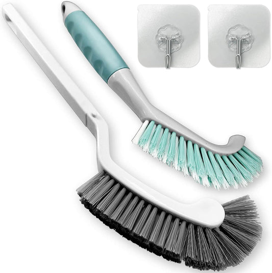 2Pcs Cleaning Brushes, Multi-Purpose Right Angle Brush Scrubbing Kitchen Coffeeroom Tearoom Deep Cleaning Edge Corner Crevices Grout Scrub Bottle Cup Jar Cans for Household Use.