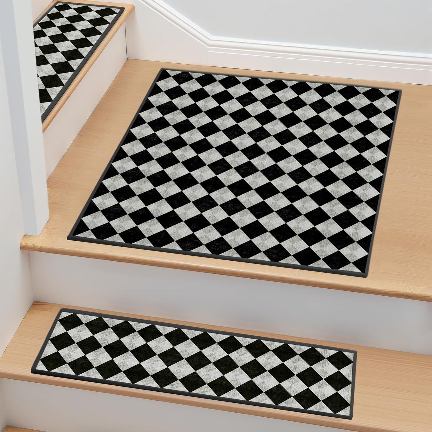 Non-Slip Carpet Stair Treads 15PCS, 8"x30" Peel and Stick Stair Runner for Wooden Steps Indoor, Washable Reusable Adhesive Backing, Pet-Friendly Safety Mats for Kids, Elders, Dogs