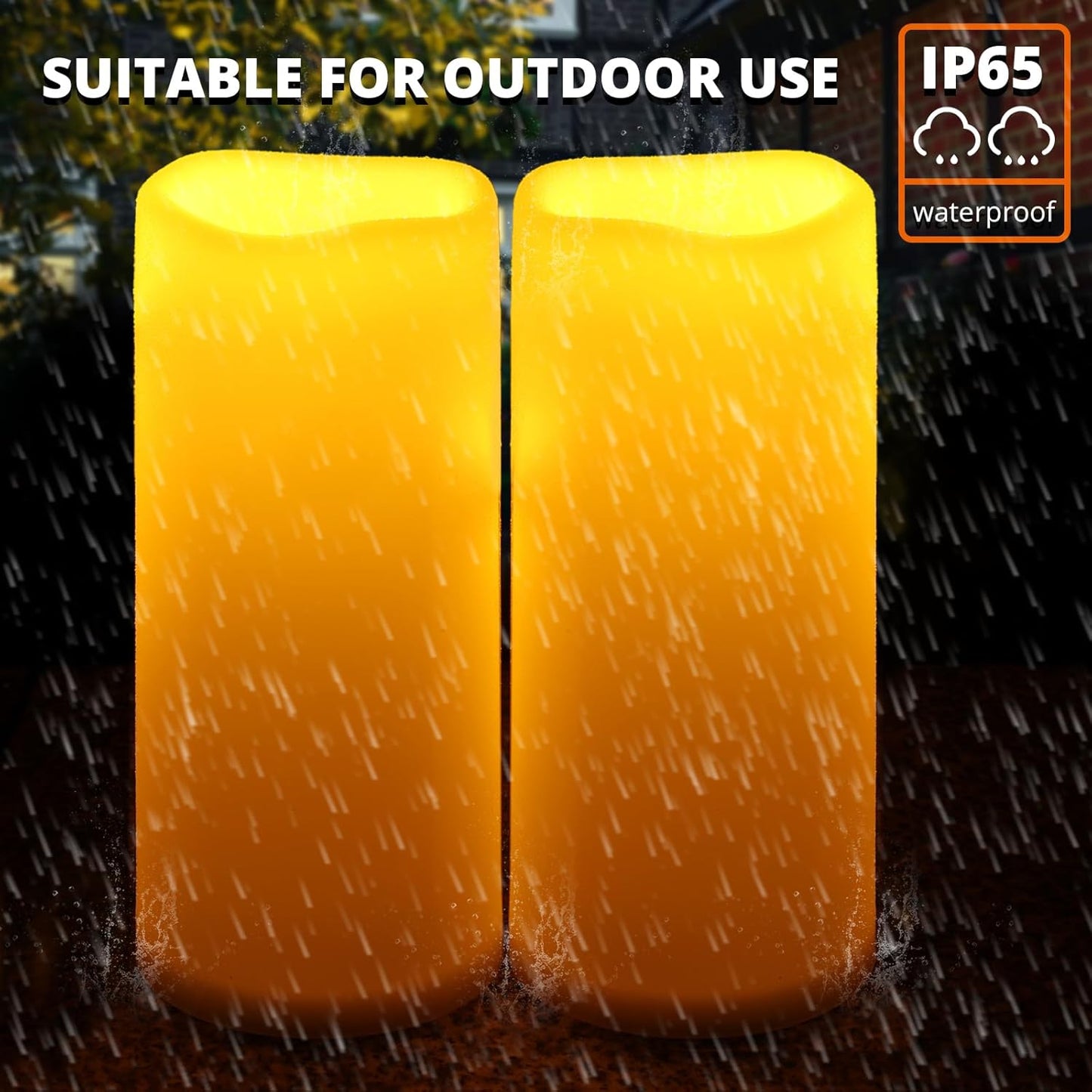 NURADA Large Waterproof Flameless Candles 6" 8" 10" x 4" - Outdoor Indoor LED Pillar Flickering Candle Battery Operated with Timer Remote for Patio Porch Lanterns - Ivory White Set of 3