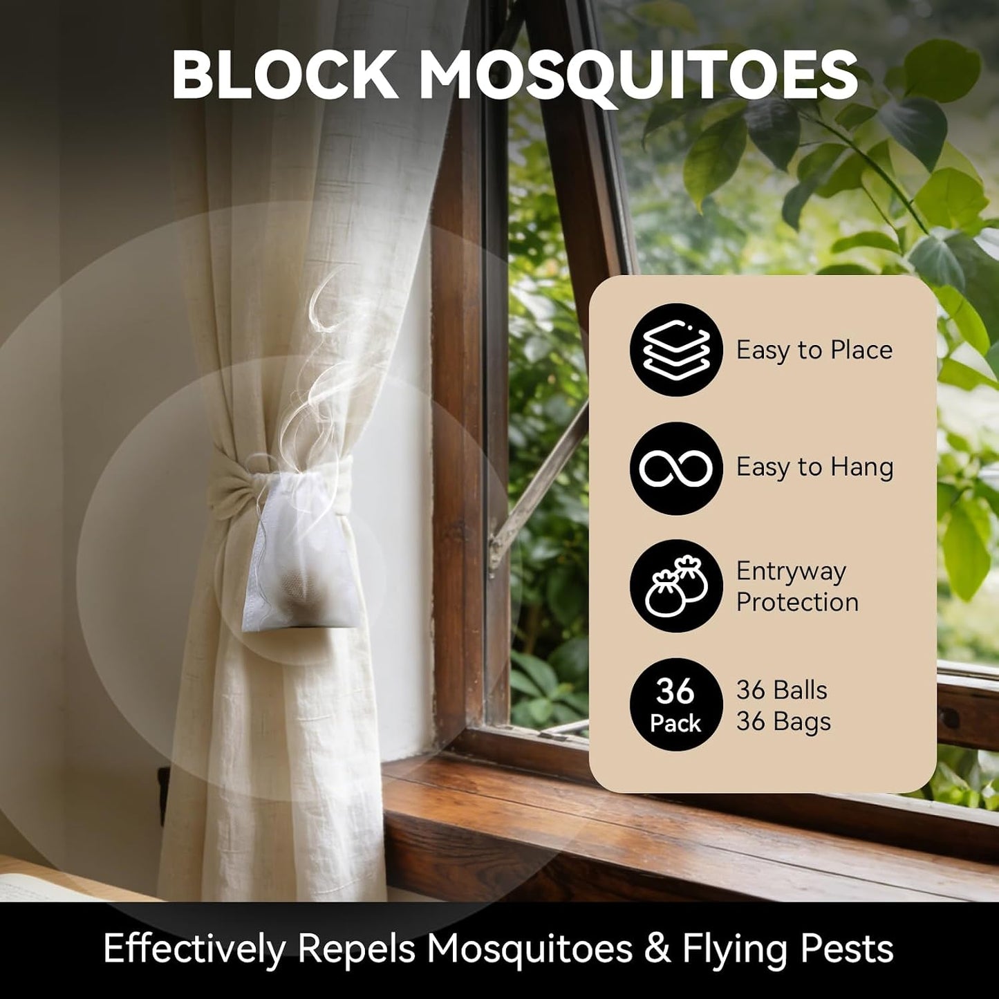 Mosquito Repellent 36 Balls – Mosquito Repellent Outdoor Patio & Indoor, Natural Mosquito Deterrent for Yard, Patio, Camping & Travel
