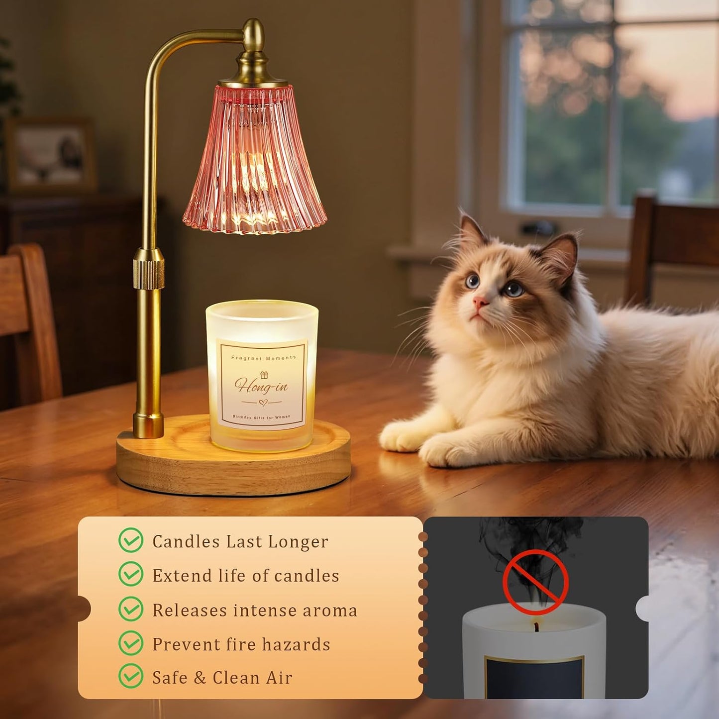Candle Warmer Lamp with Timer Dimmable,Birthday Gifts for Women Mom Sister,Adjustable Height Wax Melt Warmer for Jar Candles,House Warming Gifts New Home,Ideal for Office,Dorm,Bedroom Home Decor