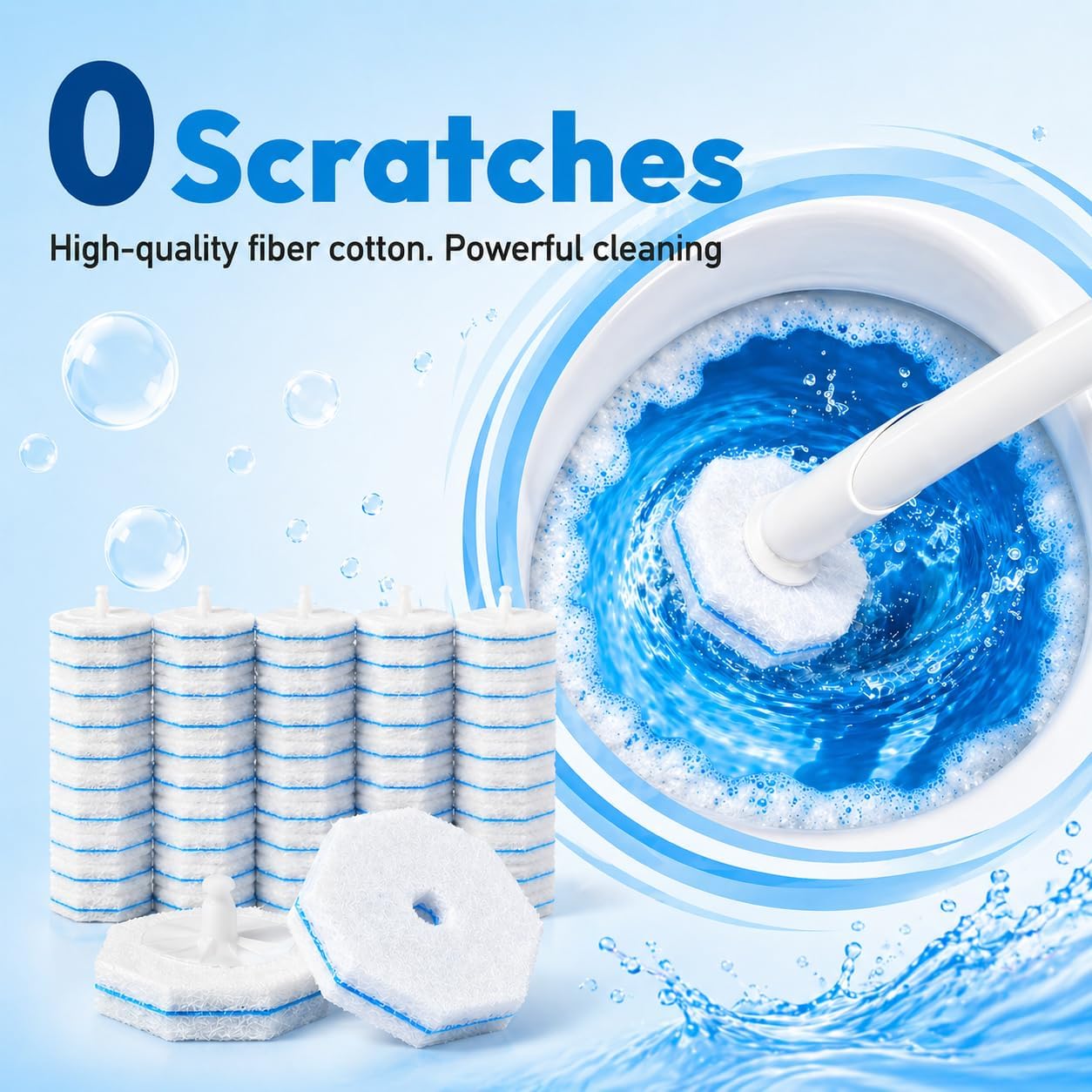 60 Count Wand Refills for Clorox Toilet Brush, Disposable Heads for Deep Cleaning, Instant Foam