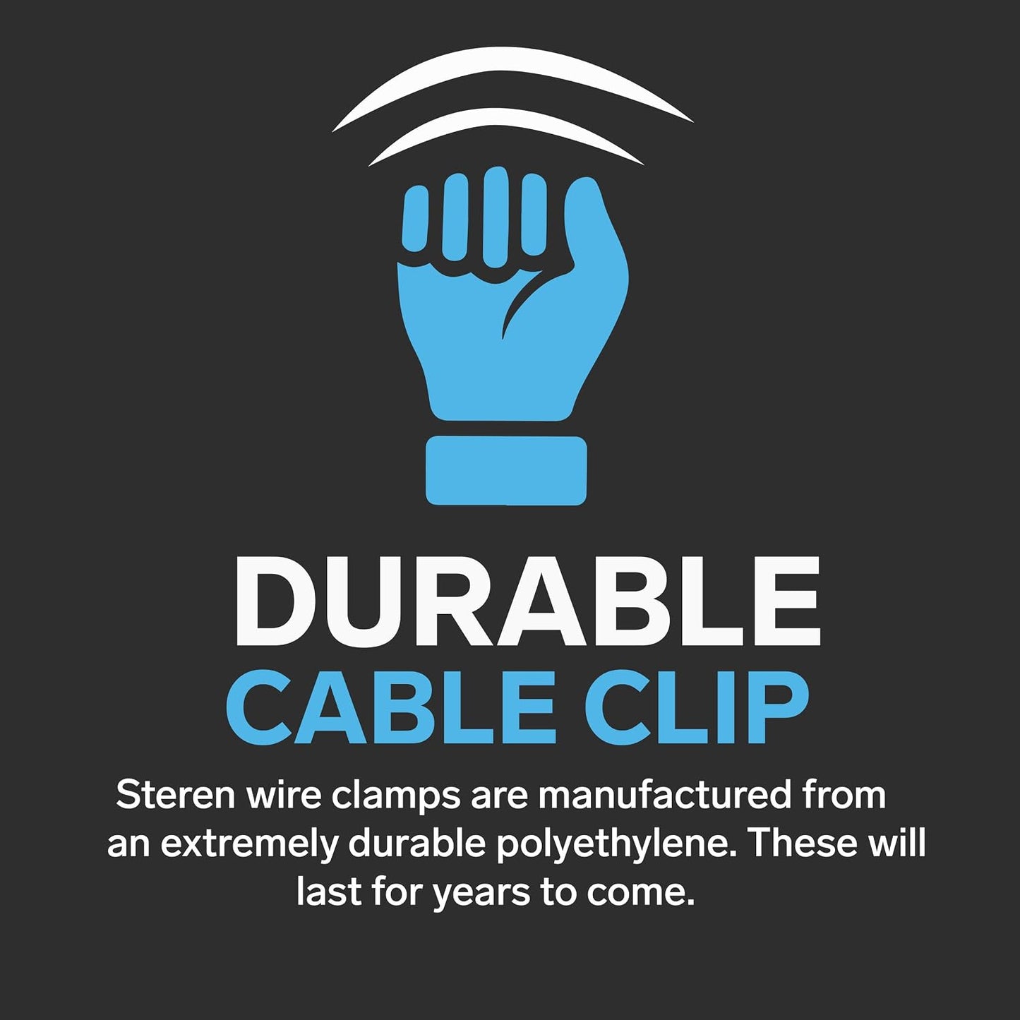 STEREN Coaxial Cable Clips - Cable Holder - Wire Clips - Siding Clips For Hanging - Cord Holder For Desk - Cable Clamps - Cord Clip - Wire Organizer Clips - Tv Mount Screws - Black - 100 Pack