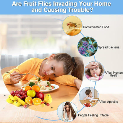 Fruit Fly Traps for Indoors, Gnat Killer Pet&People Safe, Effective Fruit Flies Catcher for Mosquitoes, Gnats, Moths, Durable Flying Insect Trap with Sticky for Home Plants Kitchen Garden