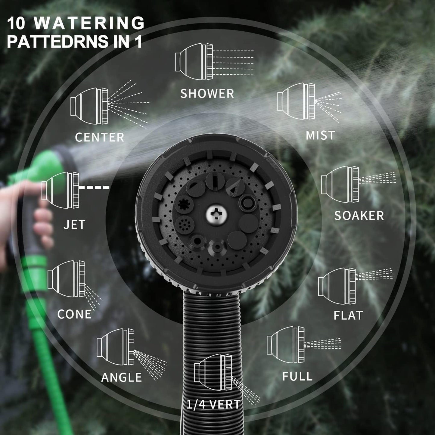 Besiter Garden Hose Nozzle Sprayer: 2 Pack 10 Watering Patterns Spray Nozzles Heavy Duty Hose Head Hose Attachment