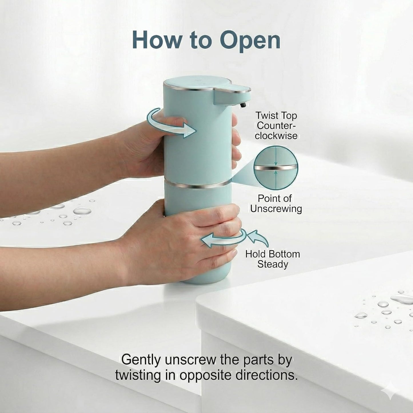 P11 Seafoam Automatic Foaming Soap Dispenser – Unique Coastal Tone, Touchless Sensor, 4-Level Foam Control, USB-C Rechargeable, 380ml, Wall Mounted or Countertop for Kitchen & Bathroom