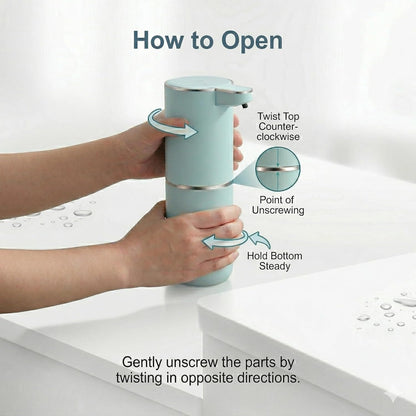 P11 Seafoam Automatic Foaming Soap Dispenser – Unique Coastal Tone, Touchless Sensor, 4-Level Foam Control, USB-C Rechargeable, 380ml, Wall Mounted or Countertop for Kitchen & Bathroom
