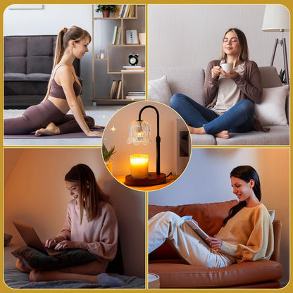 CRMILL Candle Warmer Lamp Electric Timer - Candles Warming Light Height Adjustable Dimmable Warmers Flower Lamps No Flame Heat Warm Melt Wax Jar Modern Home Decor Table Lights for Home Living Bedroom