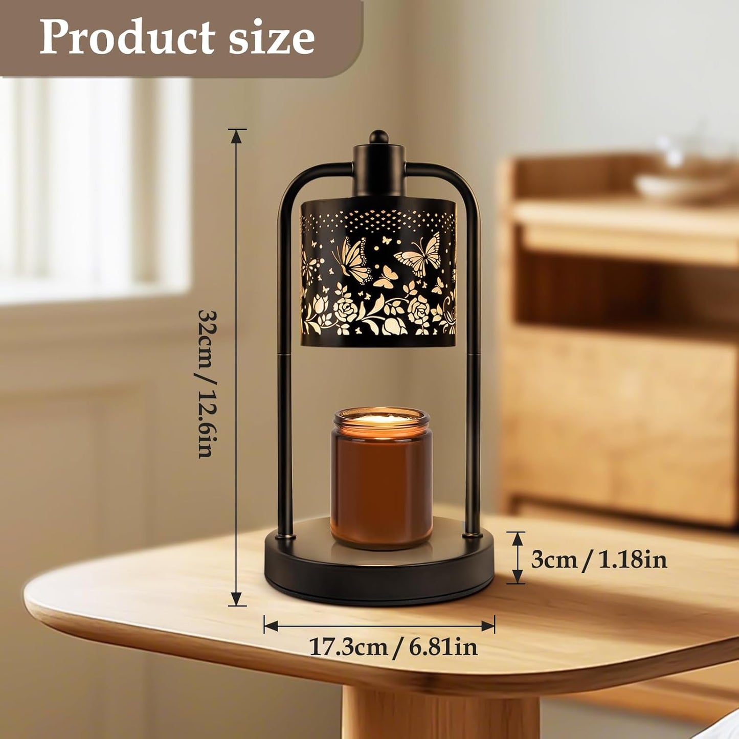 Candle Warmer Lamp Electric with Timer: Wax Melts Warmer - Dimmable Candle Wax Warmer Electric Candle Warmer with Replacement Bulbs, Bedroom Home Decor Compatible with Various Candles-Linen
