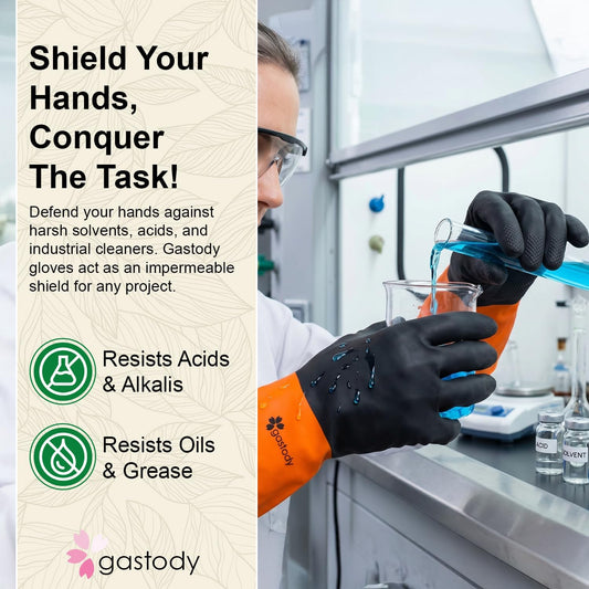 Gastody™ - Chemical Resistant Gloves, Reusable,Heavy Duty Safety Work Gloves,Resist Acid,Oil,Alkali - S-M-L-XL-XXL Size