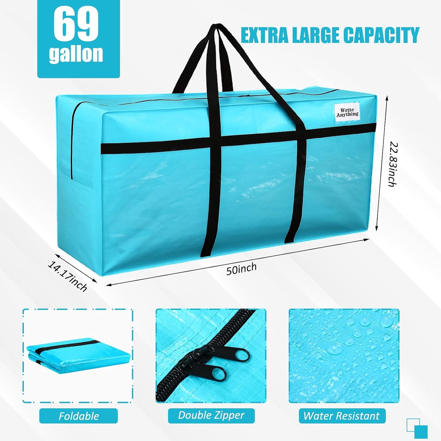 Windyun 4 Pack 57 Gallon Extra Large Moving Bags XXL Heavy Duty Storage Bag with Strong Zipper Handle Jumbo Big Tote Box Foldable for College Dorm Travel Clothes Duffle Blanket Pillow(Red)