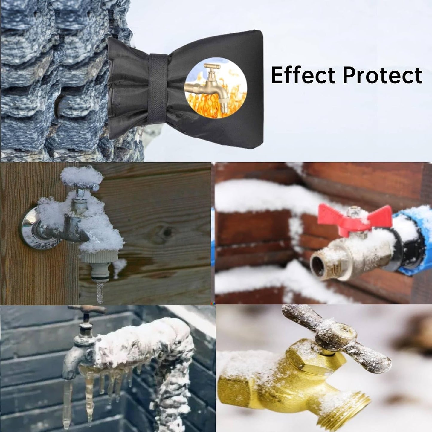 Outdoor Faucet Cover for Winter,2 Pack 7.9"H x 5.5"W Outside Faucet Covers for Pipe Freeze Protection,Reusable Insulated Outdoor Pipe Insulation Faucer Covers for Winter