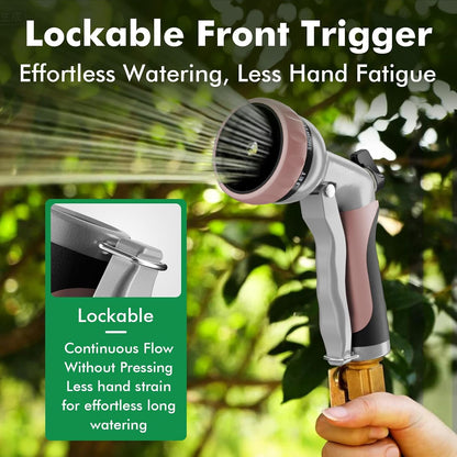 RESTMO Garden Hose Nozzle, Heavy Duty Metal Water Hose Nozzle with 7 Adjustable Spray Patterns, High Pressure Hand Sprayer with Flow Control for Watering Plants & Lawns, Washing Cars & Pets