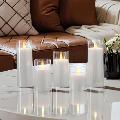 Homemory Realistic Flickering Battery Operated Candles, LED Fake Electric Candle with Remote Control and Timer, Flameless Candles for Home, Christmas Decoration, White, Set of 3