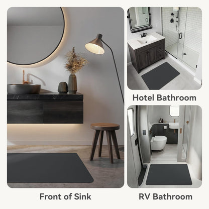 MontVoo Ultra Thin Bath Mat, Super Absorbent Bathroom Mat, Quick Drying Bath Rugs for Bathroom, Machine Washable Non-Slip Bathroom Rug Front of Bathtub, RV, Shower Room, Sink, (17x24, Grey, 1Pack)