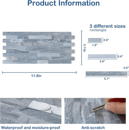 Midcard 20 Sheet Peel and Stick Backsplash, White Marble PVC Wall Tile for Kitchen Backsplash
