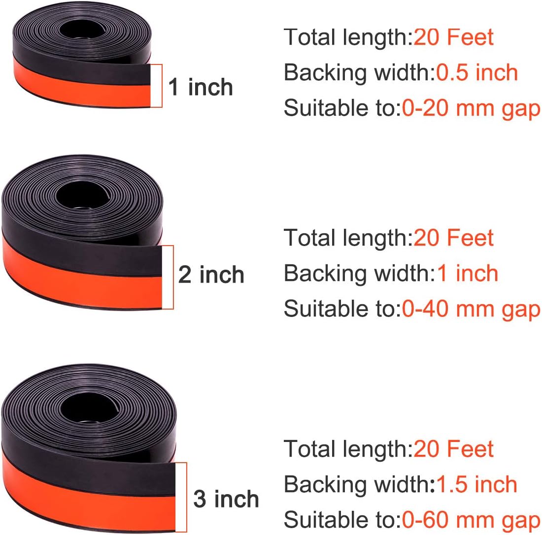 TORRAMI Wide Silicone Weather Stripping 3 inch Width 20 Feet Length, Draft Stopper Seal for Barn and Garage Door Under Bottom,Top, Sides, Grey