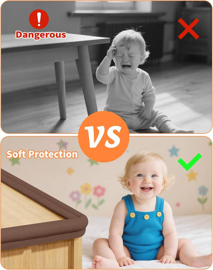 16.4FT L-Shape Baby Corner Protector Guards, Pre-Taped, 0.47''Thick | Edge Safety Bumpers for Furniture & Sharp Table Corners, with 10 Corners, Waterproof Soft Foam Adhesive Guard Cushion, White