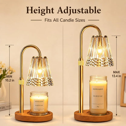 TATAANTY Candle Warmer Lamp with Timer and Dimmer, 4 Brightness Levels, Wooden Base, Mothers Day Gifts, Birthday Gift for Women, Golden, Home Decor Suitable for Bedroom, Offices, Living Rooms