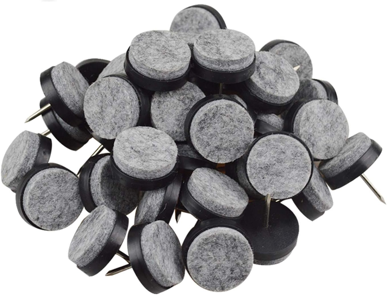 40pcs Round Heavy Duty Nail-on Felt Pad for Furniture Chair Table Leg Feet Floor Protectors Slide Smoothly (Black, Pad Diameter 18mm)