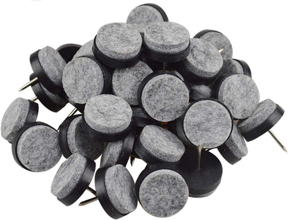 40pcs Round Heavy Duty Nail-on Felt Pad for Furniture Chair Table Leg Feet Floor Protectors Slide Smoothly (Black, Pad Diameter 18mm)