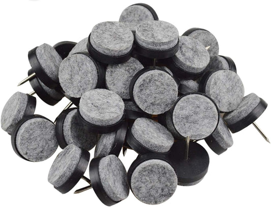 40pcs Round Heavy Duty Nail-on Felt Pad for Furniture Chair Table Leg Feet Floor Protectors Slide Smoothly (Black, Pad Diameter 18mm)