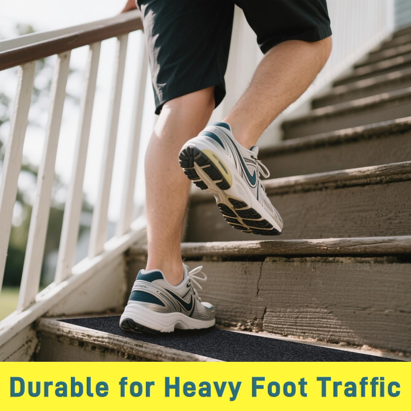 Anti Slip Tape with Glow in Dark Stripe for Stairs, 6”x35ft, Grip Tape for Stairs Steps for Outdoor/Indoor, Waterproof Non Slip Strips for Stair Treads, High Traction, Easy Install