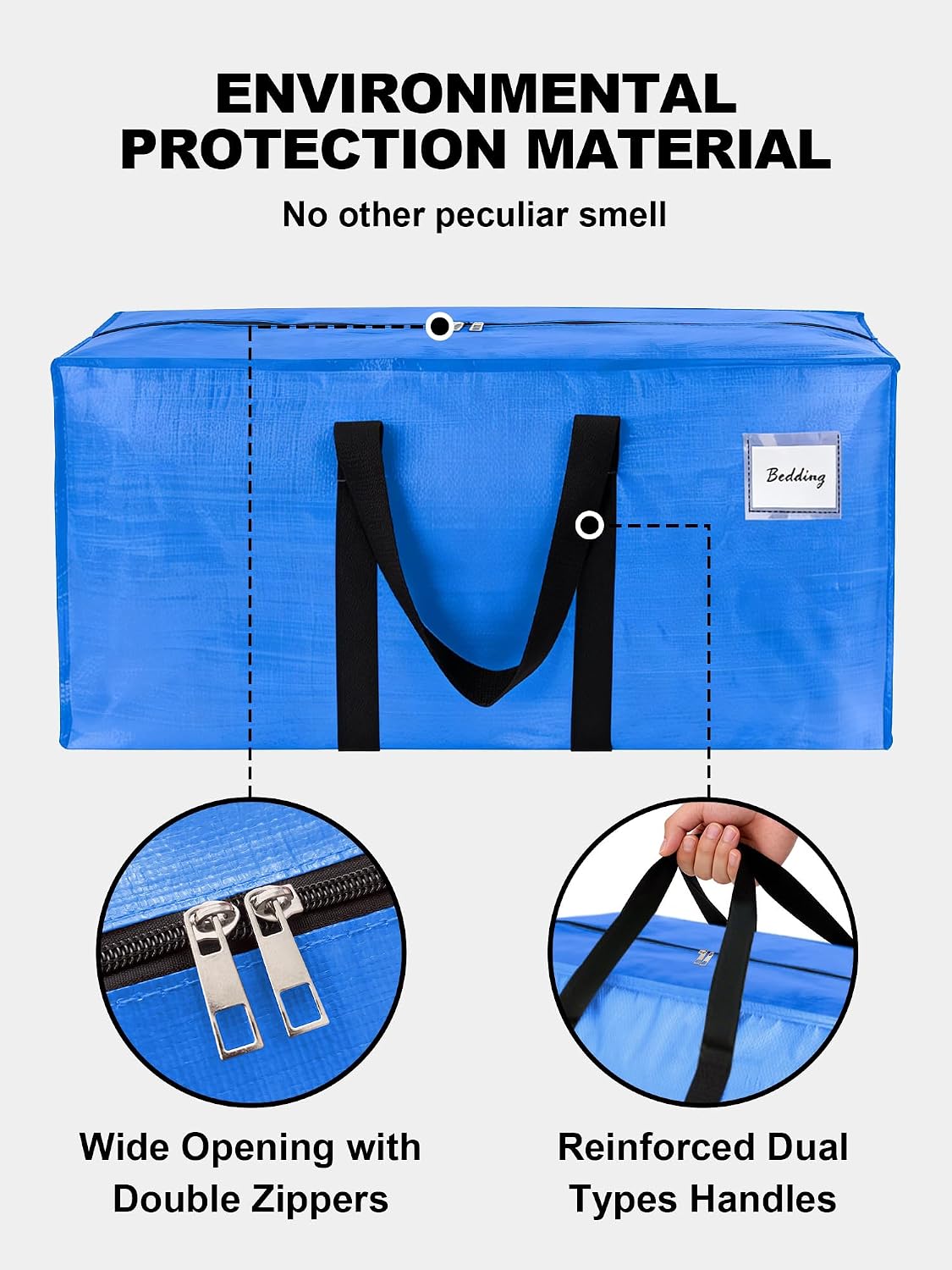 HOMESURE Supports 200lbs Heavy Duty Moving Bags - Strong Zipper & Wrap-Around Handles - Water-Resistant Storage Totes, Durable Alternative to Moving Boxes - 8 Pack - Semi-Transparent