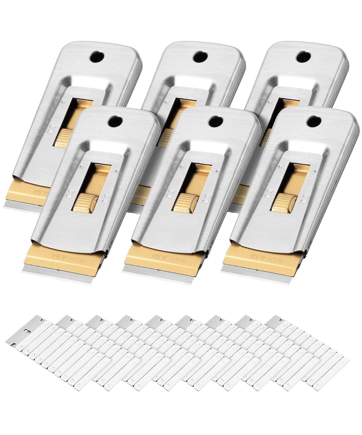 Bates- Metal Razor Blade Scraper, 2 Pack, 30 Extra Blades, Scraper for Cleaning, Glass Scraper, Razor Blade Scraper Tool, Razor Scraper Tool, Scraper Blades, Window Scraper with Razor Blade