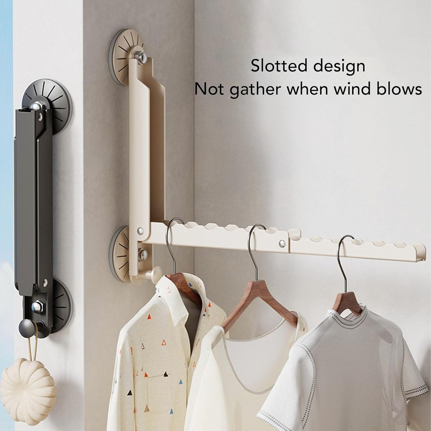 Wall Mounted Drying Rack with Extendable Heavy Duty Design. Ideal for Laundry Rooms, Bathrooms, and Balconies. Space Saving Storage Solution for Towels and Clothing (White)
