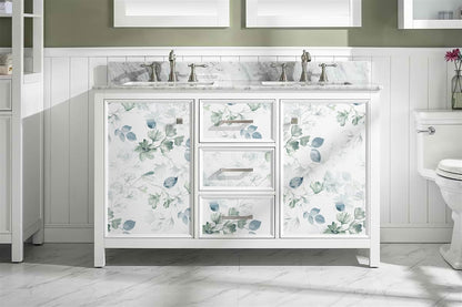 Safiyya Peel and Stick Wallpaper Floral Green and White Leaf Contact Paper for Cabinets 17.3"x 78.7" Self Adhesive Removable Wallpaper for Bathroom Renter Friendly Wall Paper Vinyl Roll